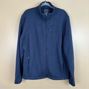 L.L. Bean Men's Navy Blue Sweater Fleece Lined Full Zip Jacket XL